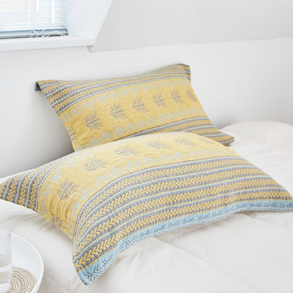 Ownkoti Yellow Bed Cotton Decorative Pillow Towel (2PCS) - image 1