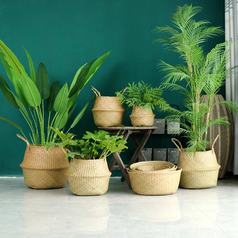 Ownkoti Woven Seagrass Belly Basket Storage Plant Pot Basket (2PCS) - image 5