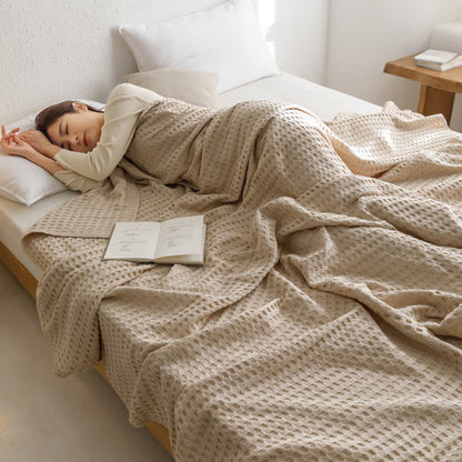 Solid Color Waffle Cotton Reversible Quilt - image 5