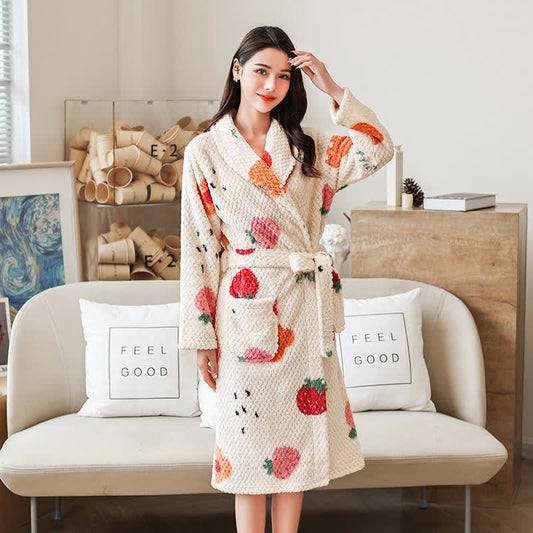 Ownkoti Fruit Print Breathable Bathrobe with Belt - XL - image 0