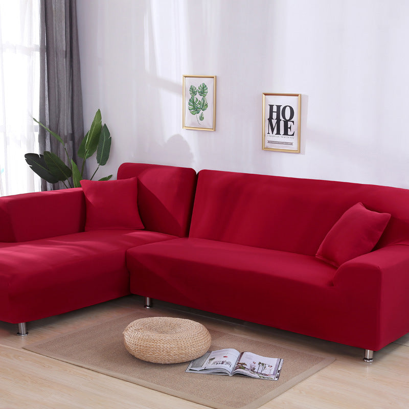 Solid Color Elastic Stretchable Sofa Cover - Red - 4-Seater 92" - 118" (235cm - 300 cm) - image 2