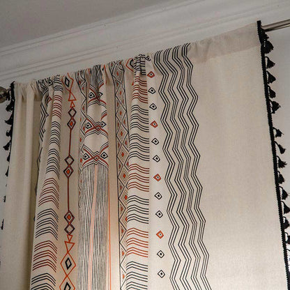 Orange & Black Semi Blackout Tassel Curtain - image 6