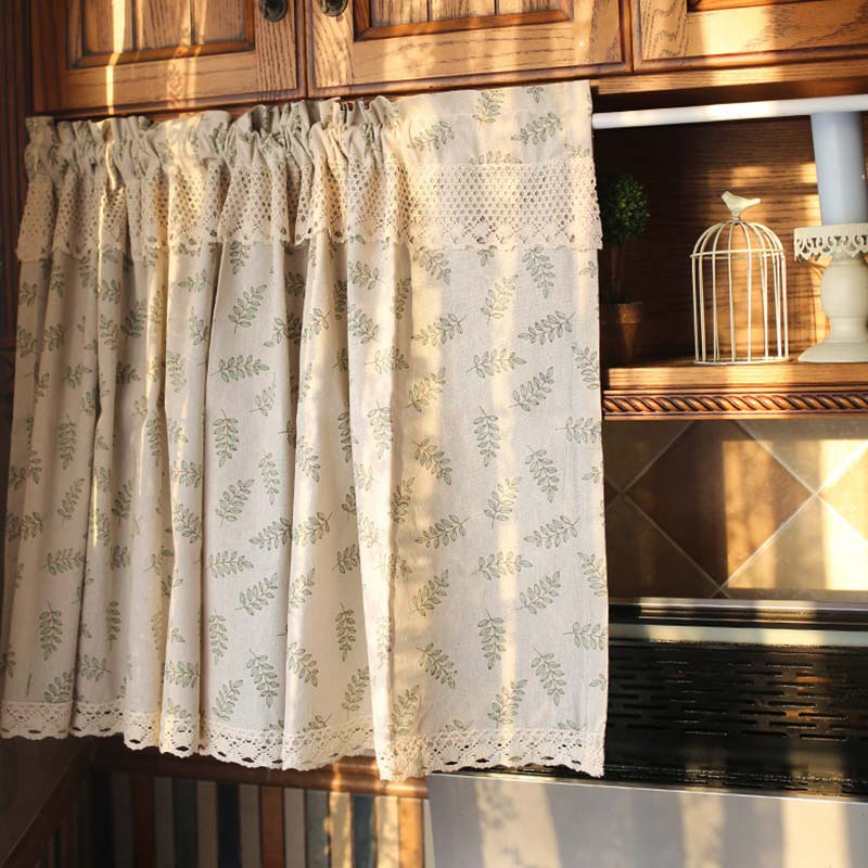 Cotton Linen Cabinet Curtain Cafe Curtain - As Picture - 55"W × 71"L - image 0