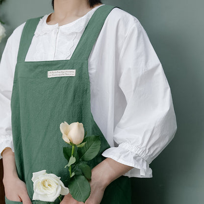 Simple Cotton Pure Color Cross-back Apron - image 1