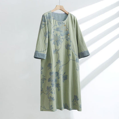  Magnolia Jacquard Cotton Short Nightdress - Green - XL - image 2