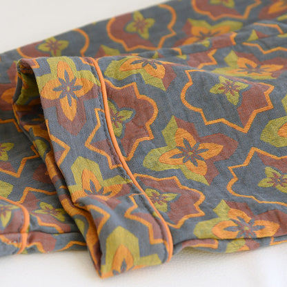 Rhombus Flower Lapel Cotton Loungewear Set - image 9