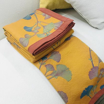 Ginkgo Leaf Jacquard Cotton Reversible Quilt - image 7