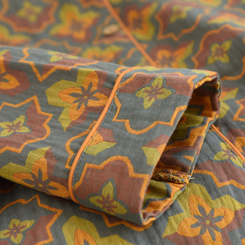 Rhombus Flower Lapel Cotton Loungewear Set - image 6