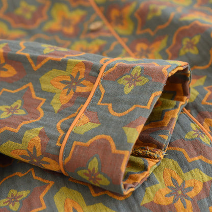 Rhombus Flower Lapel Cotton Loungewear Set - image 6