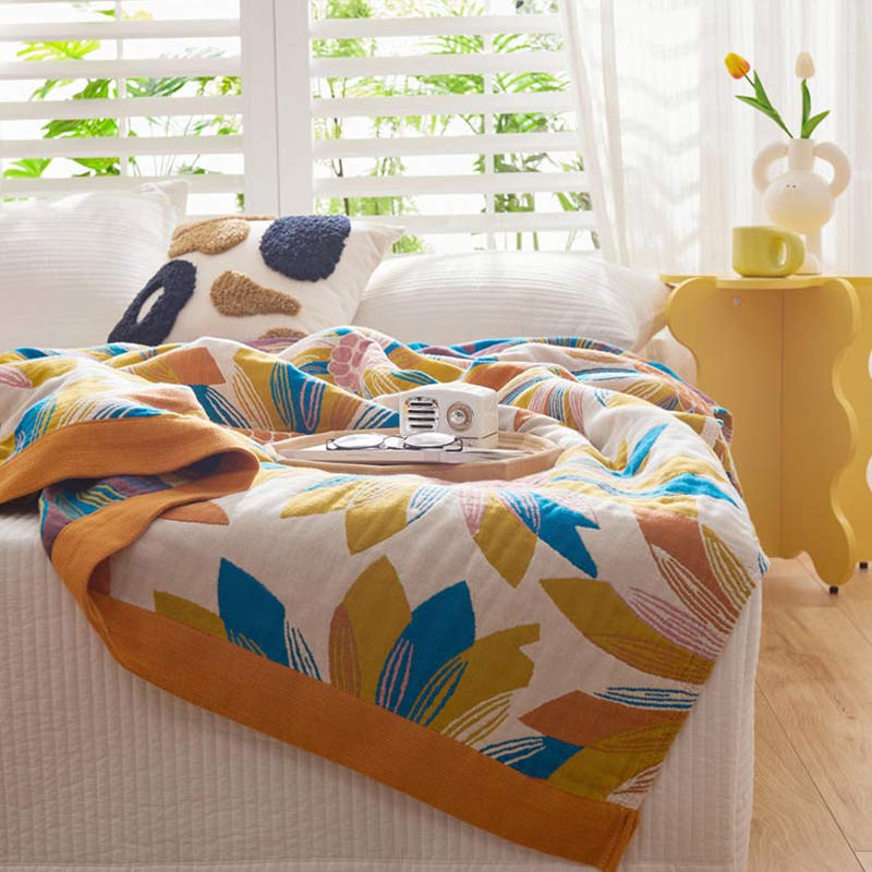 Ownkoti Yellow Flower Print Cotton Reversible Quilt - image 7