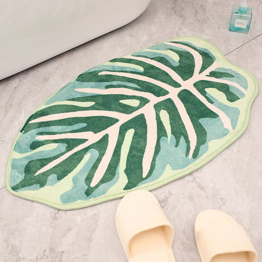Ownkoti Leaf Shape Kitchen Carpet Entrance Doormat - Short Leaf (18" x 29") - image 0