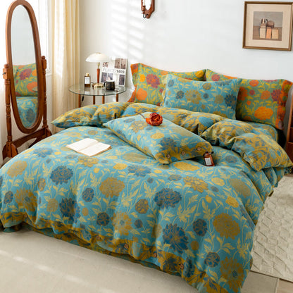 Retro Flower Leaf Cotton Bedding Sets(4PCS) - image 5
