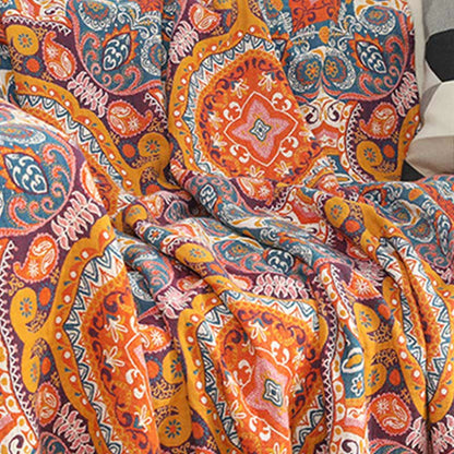 Boho Cotton Orange Reversible Sofa Blanket - image 4