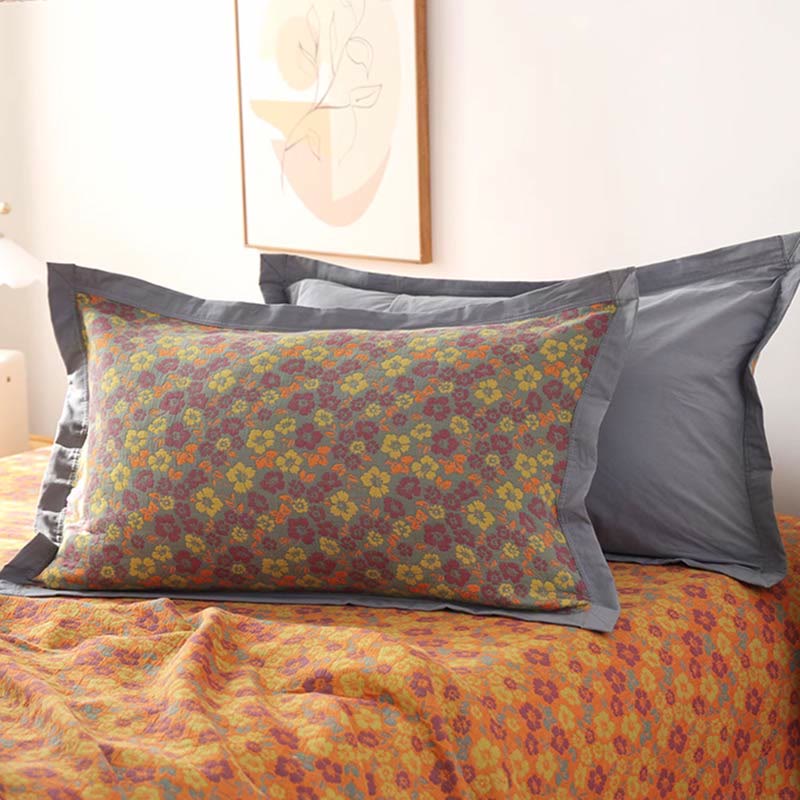 Floral Jacquard Cotton Gauze Reversible Quilt - image 5