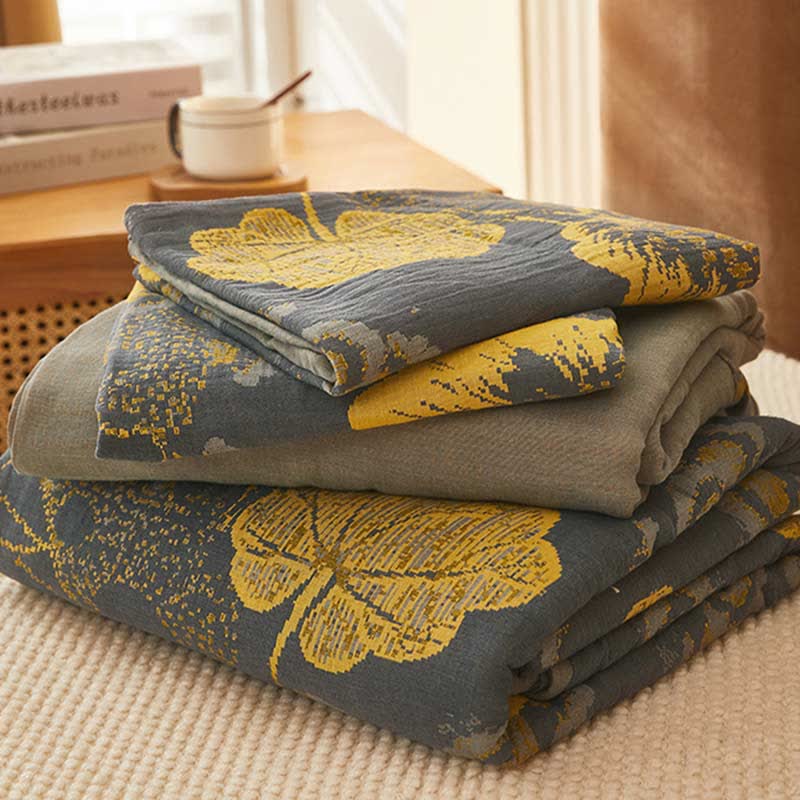 Yellow Leaf Print Cotton Bedding Sets (4PCS) - image 2