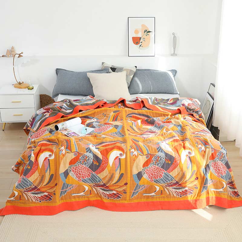 Toucan Bird Reversible Cotton Soft Quilt - As Picture - King - image 0
