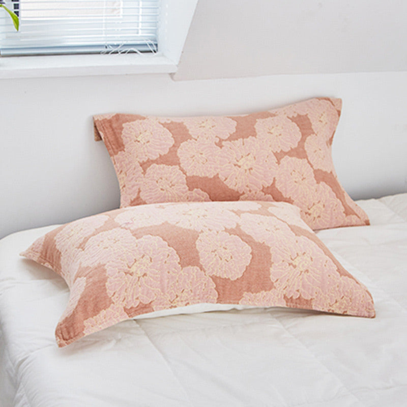 Ownkoti Flower Printed Cotton Decorative Pillow Towel (2PCS) - Pink - 52cm x 75cm - image 9
