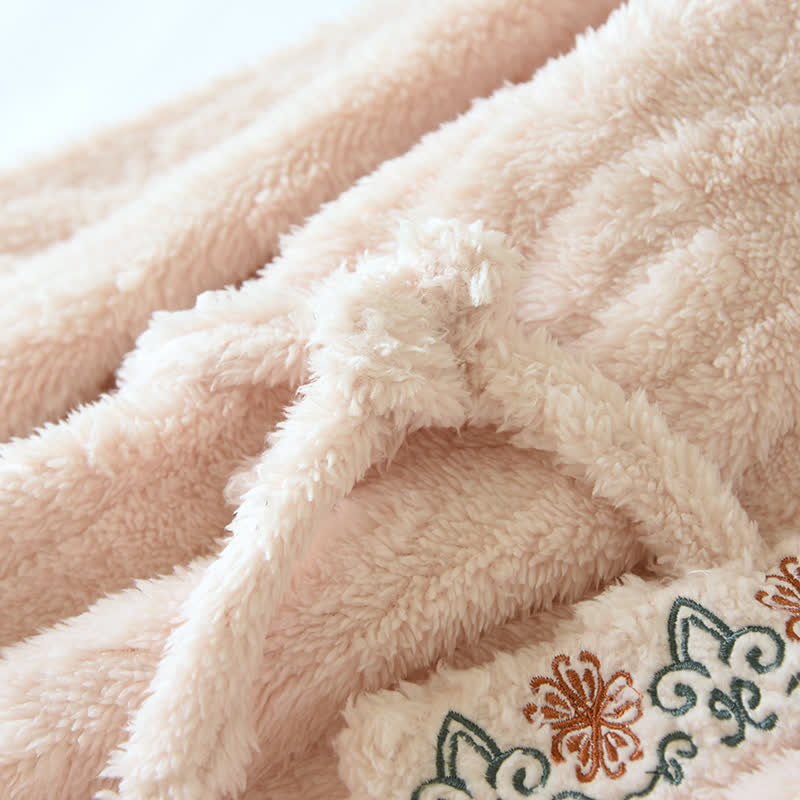 Retro Embroidery Soft Fleece Pajama Set - image 4