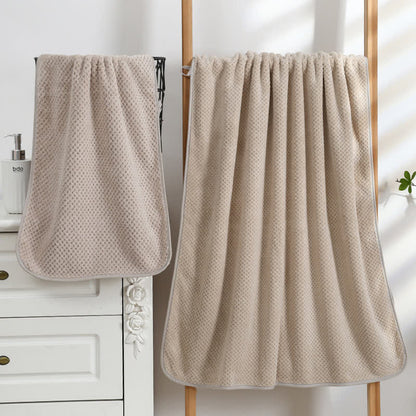 Solid Color Soft Breathable Bath Towel - 35cm x 75cm + 70cm x 140cm - Khaki - image 11
