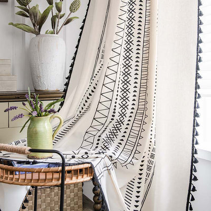 Ownkoti Bohemian Geometric Cotton Semi Blackout Curtains - image 3