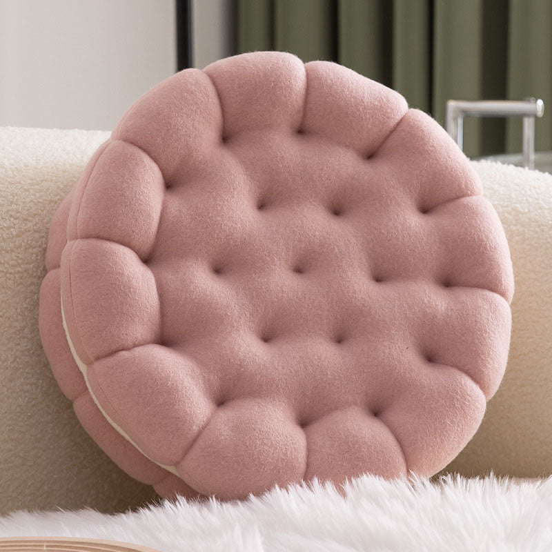 Cute Biscuit Circle Shape Seat Cushion - Pink - 35cm - image 6