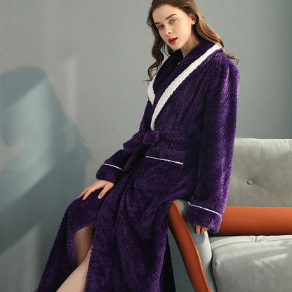 Thick Fleece Pajama Comfy Bathrobe - Purple - Women: 3XL - image 3