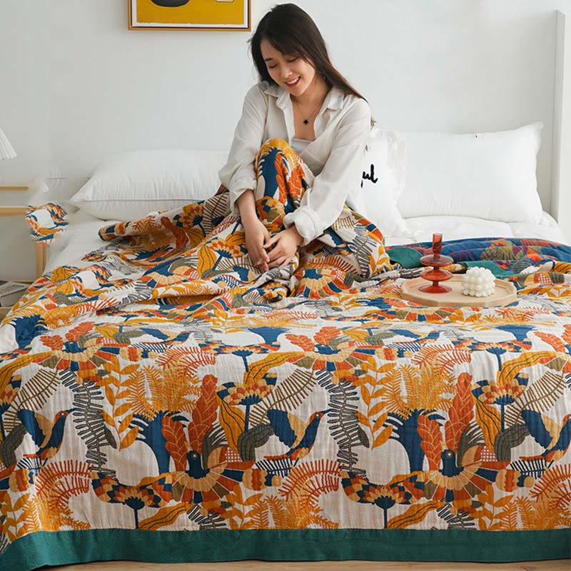 Ownkoti Soft Bird & Flower Cotton Reversible Quilt - image 4