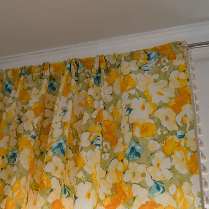 Yellow Flower Cotton Linen Curtain - image 6