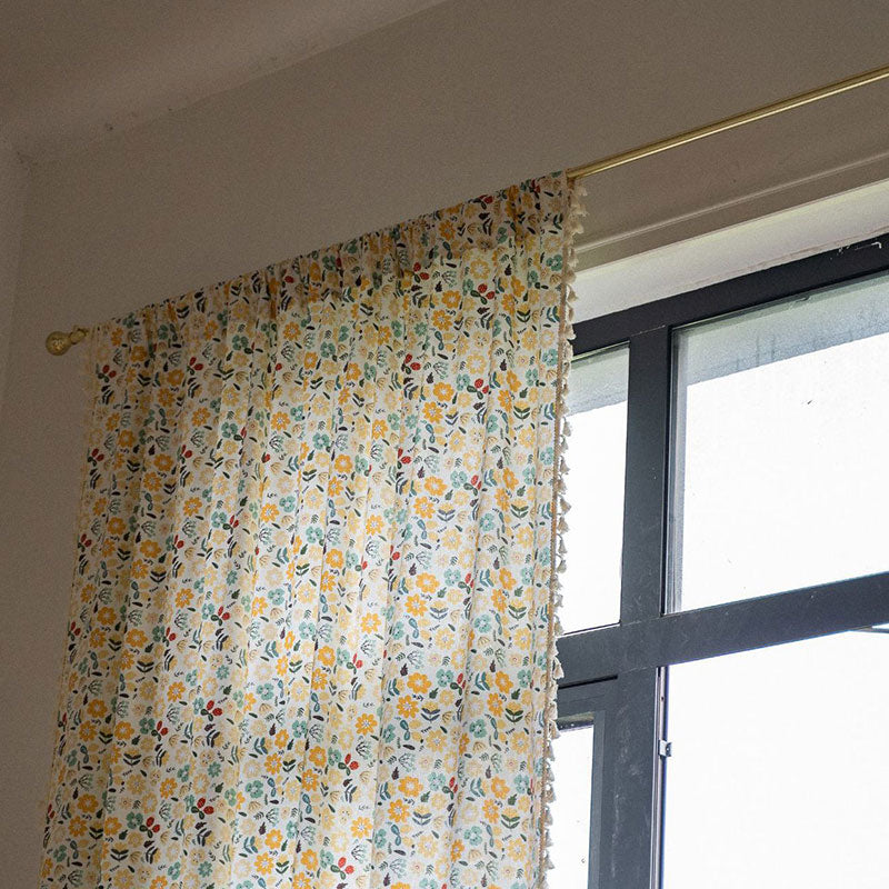 Yellow Flower Tassel Light Filtering Curtain - image 8