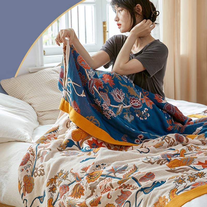 Blooming Flower Pattern Cotton Reversible Quilt - image 2