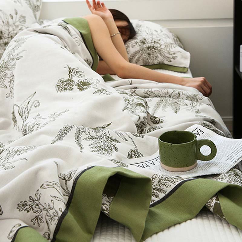 Pastoral Flower Leaf Cotton Reversible Quilt - image 2