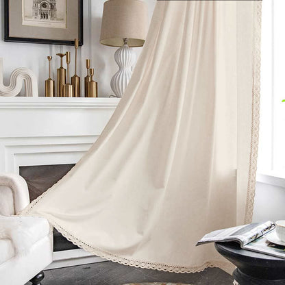 Cotton White Curtain Hollow-Out Drapes with Tassel - image 2