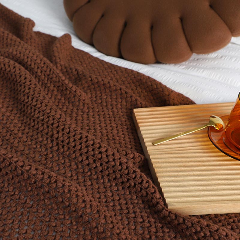 Ownkoti Simple Solid Color Knit Tassel Blanket - image 3