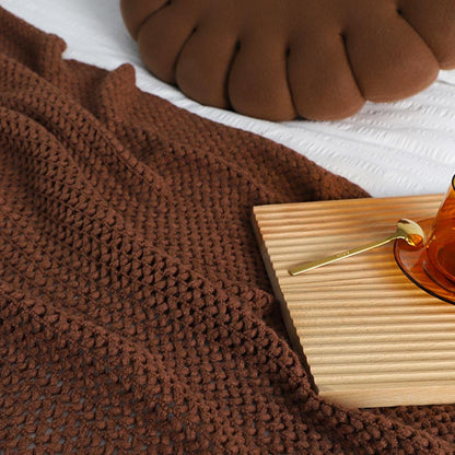 Ownkoti Simple Solid Color Knit Tassel Blanket - image 3