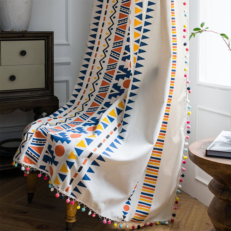 Ownkoti Boho Colorful Geometric Curtain with Tassel - image 4