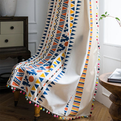 Ownkoti Boho Colorful Geometric Curtain with Tassel - image 4