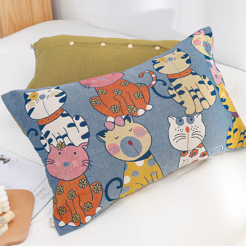 Ownkoti Cute Cats Pure Cotton Button Pillowcases (2PCS) - image 2