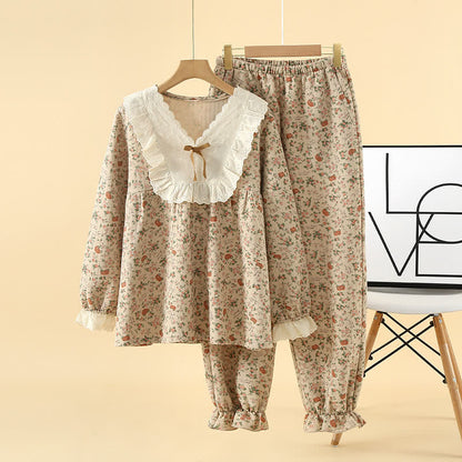 Vintage Rose Garden Cotton Loungewear Set - Camel - XL - image 0