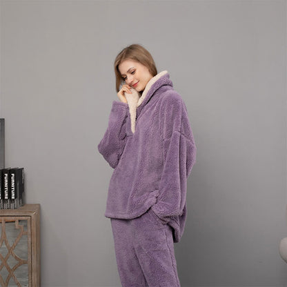 Ownkoti Simple V-Neck Warm Winter Loungewear Set - image 6
