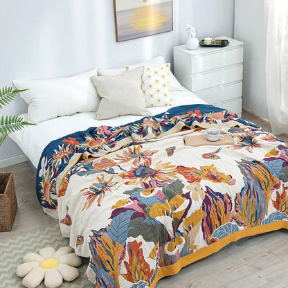 Butterfly Flower Print Cotton Reversible Quilt - image 2