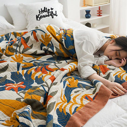 Goldenrod Flower Reversible Cotton Sofa Blanket - image 2