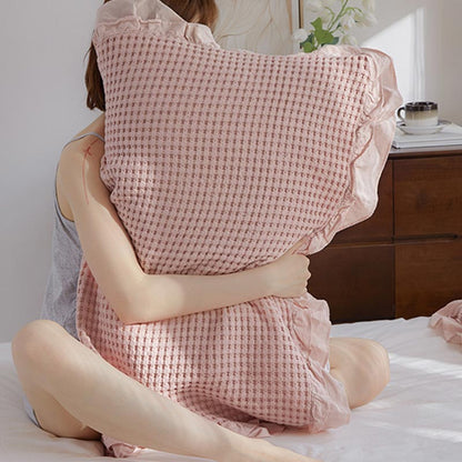 Waffle Weave Cotton Pillowcases with Ruffle (2PCS) - image 4