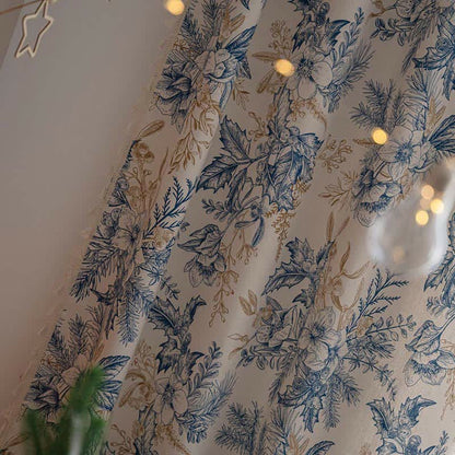 Ownkoti Blue Flower Pine Light Filtering Curtain - image 5