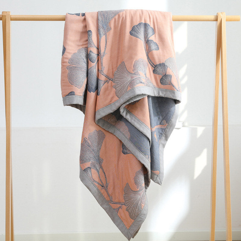 Ginkgo Leaf Cotton Gauze Reversible Quilt - image 11