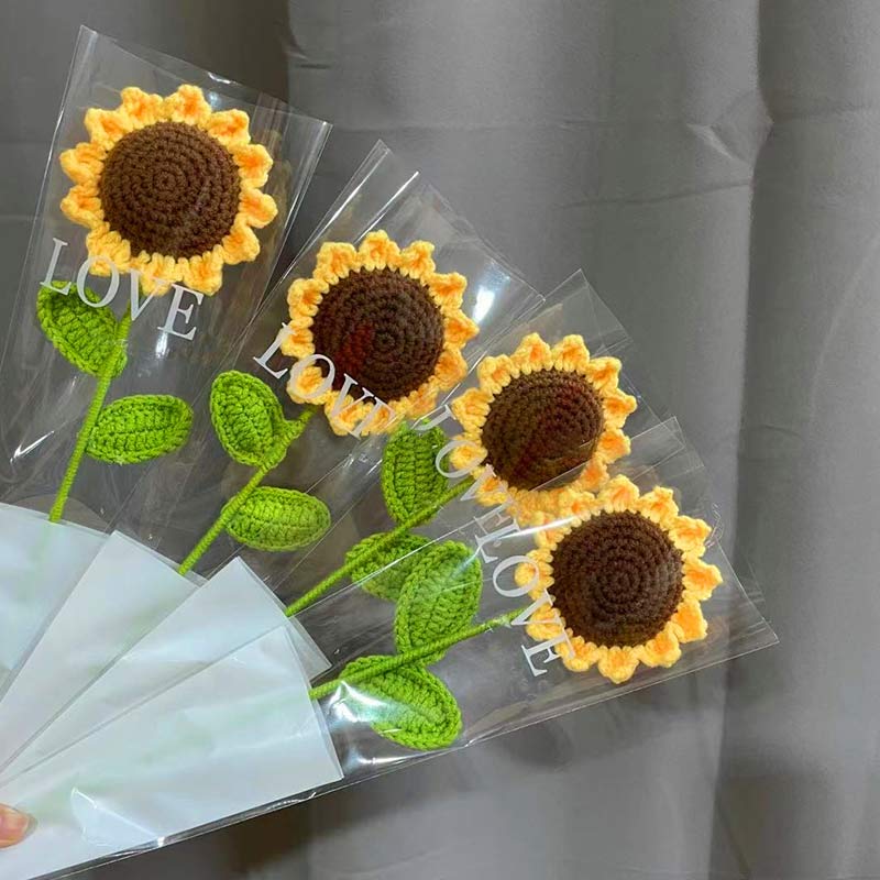 Knitted Handmade Cotton Crochet Sunflower - image 6