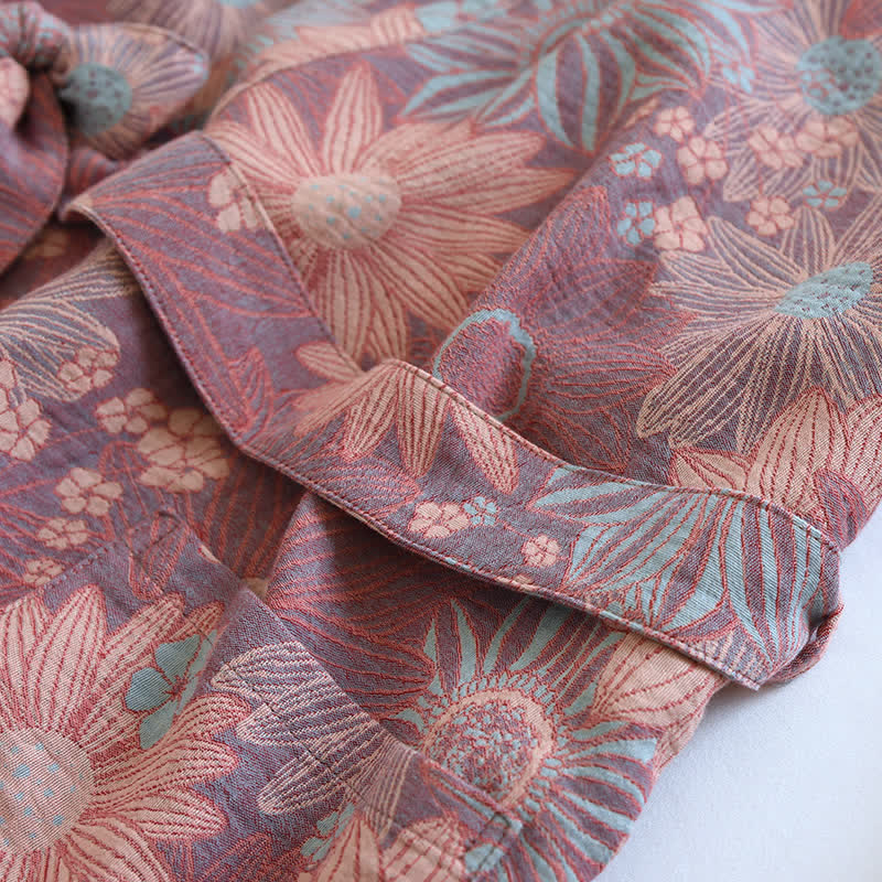 Floral Comfy V-neck Home Sleep Bathrobe - image 5