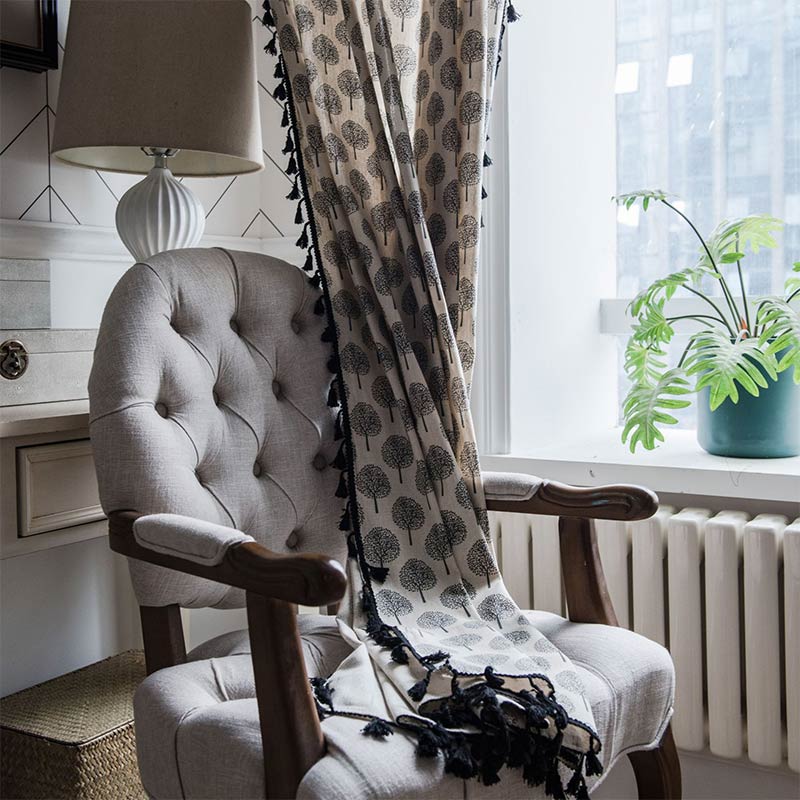 Countryside Style Tree Cotton Linen Curtain - image 2