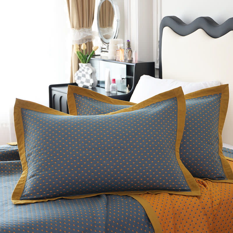 Breathable Soft Cotton Gauze Reverisible Quilt - 2PCS Pillowcases - Gray & Yellow - 19" x 31" - image 8