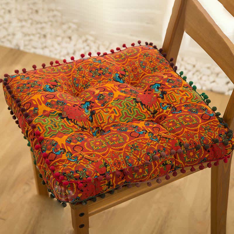 Bohemian Style Chair Pad Floor Pillows - Orange - 42cm x 42cm x 7cm - image 8