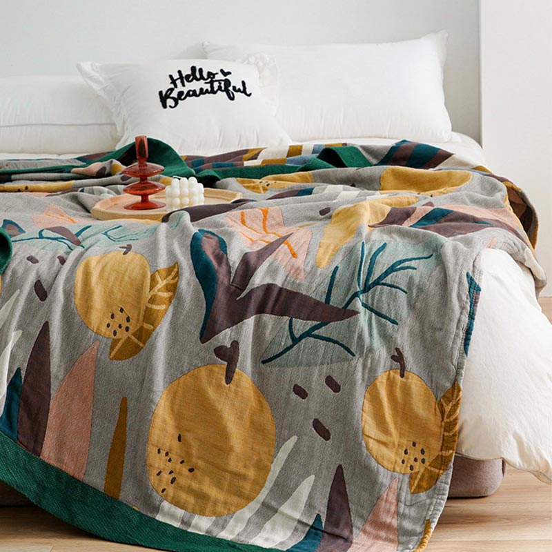 Reversible Design Cotton Fruit Quilt Lightweight - image 9